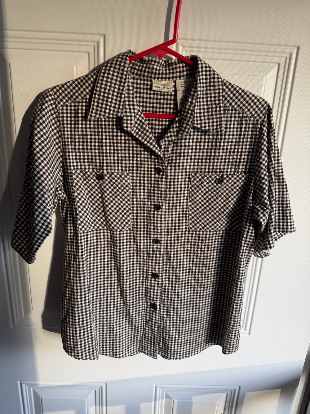Vintage White Stag gingham checked button-up tops in women's small